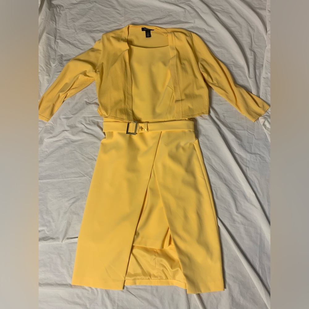 Yellow White House Black Market dress.